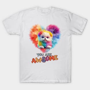 Fluffy: "You are awsome" collorful, cute, furry animals T-Shirt